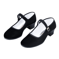 Dance examination black-heeled shoes ethnic yangko cloth shoes womens Jiaozhou Tibetan northeastern folk high-heeled dance shoes special for children