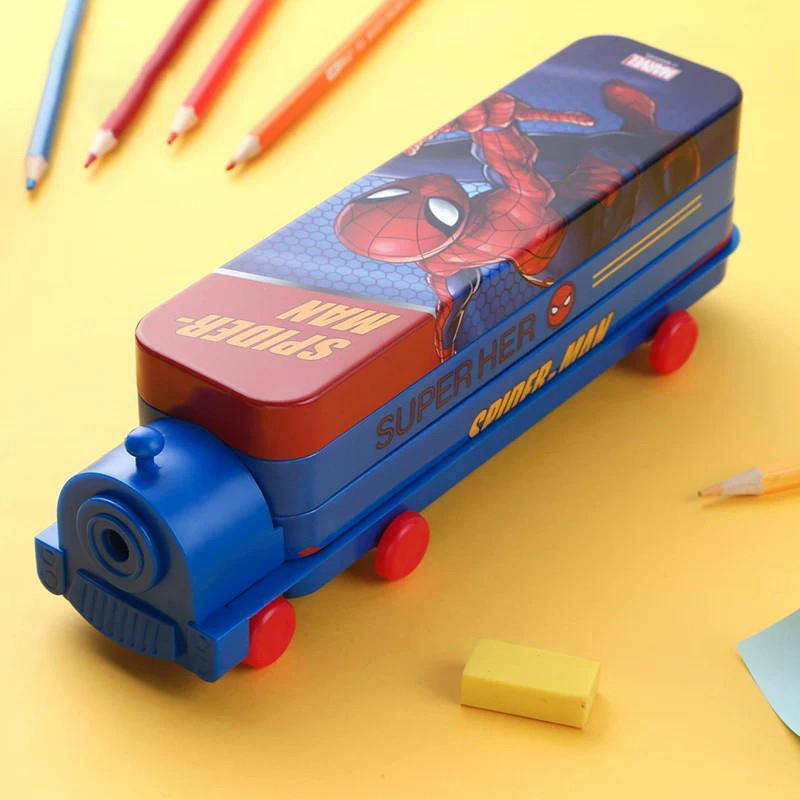 Swiss Children's Spider-Man Cartoon Pencil Case, Unisex for Students, High-Tech Car-Shaped Multifunctional Pencil Case