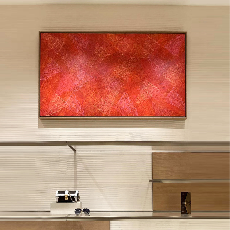 "Feather Dust" by Bloomberg: Italian-Style Minimalist Red Textured Decorative Painting for Living Room, Grand Villa Soft Decor Wall Art "Feather Dust" by Bloomberg: Italian-Style Minimalist Red Textured Decorative Painting for Living Room, Grand Villa Soft Decor Wall Art