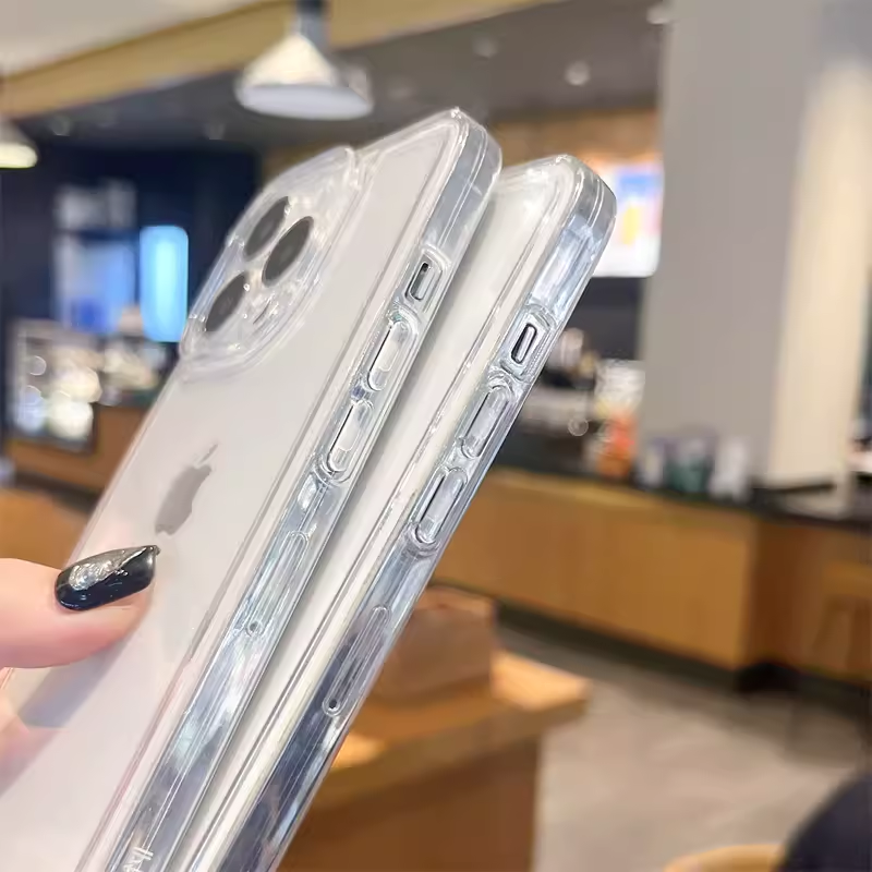 Suitable for the New Apple 16 Phone Case, 15 Simple Transparent Phone Case, Apple 14 Anti-Drop Large Hole Protective Case, iPhone 13 Pro Soft Full-Cover 12 Fine Hole Thin Men's and Women's Model 11