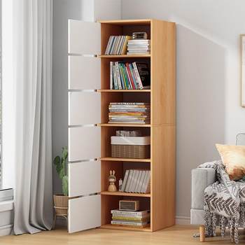 Household storage cabinet bhu storage cabinet dustproof book with door cabinet book shelf floor-mounted narrow clip display joint living room