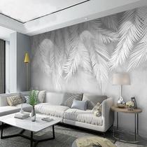 8D European ins hand-painted leaves TV background wall wallpaper plant leaves wallpaper bedroom living room mural wall covering