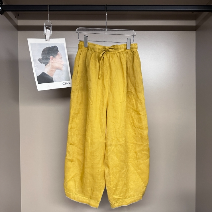 [Qiao Yi Recommends] 2025 Spring New Ramie Harem Pants Versatile Elastic Waist High-End Casual Pants 26013