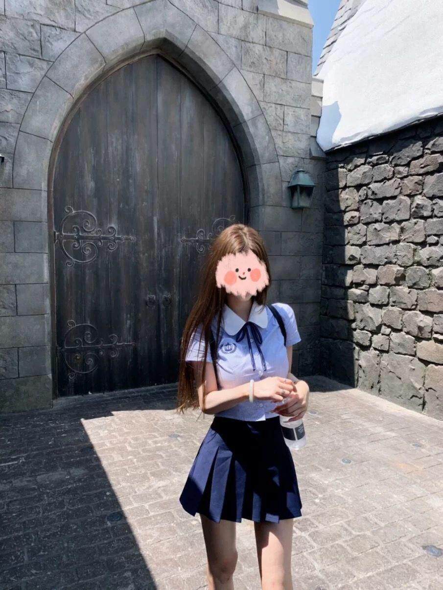 jk制服加工定制 蓝色学院风衬衫百褶裙套装女高级感jk上衣短裙两件套夏季2024新款
