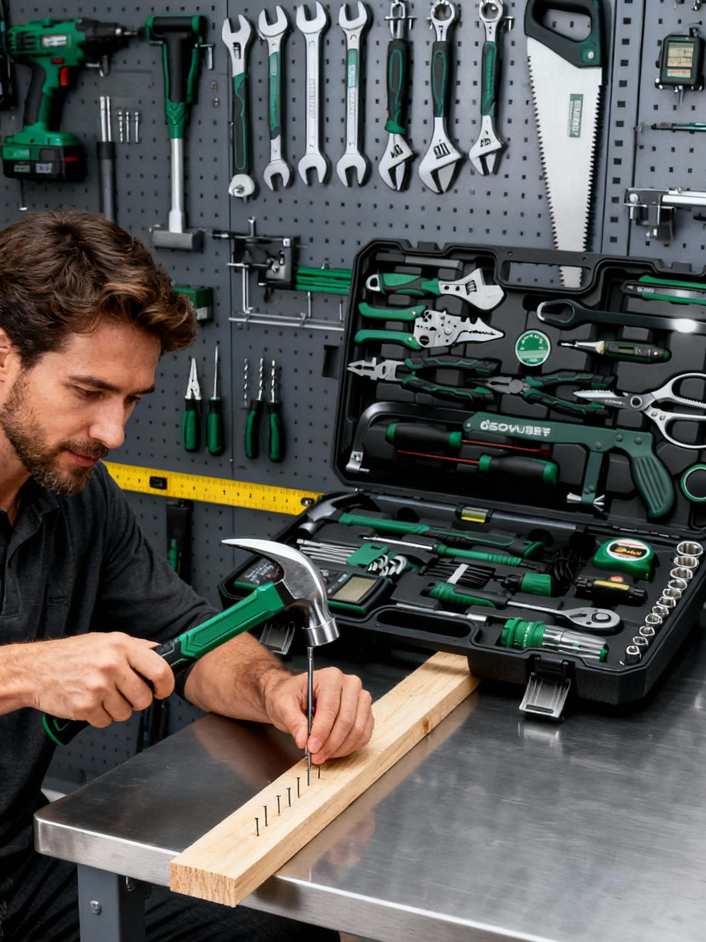 Industrial-Grade Tool Box Set, Multi-Functional Household Hardware Tool Set, Complete Combination, Car-Mounted Electrician's Complete Set