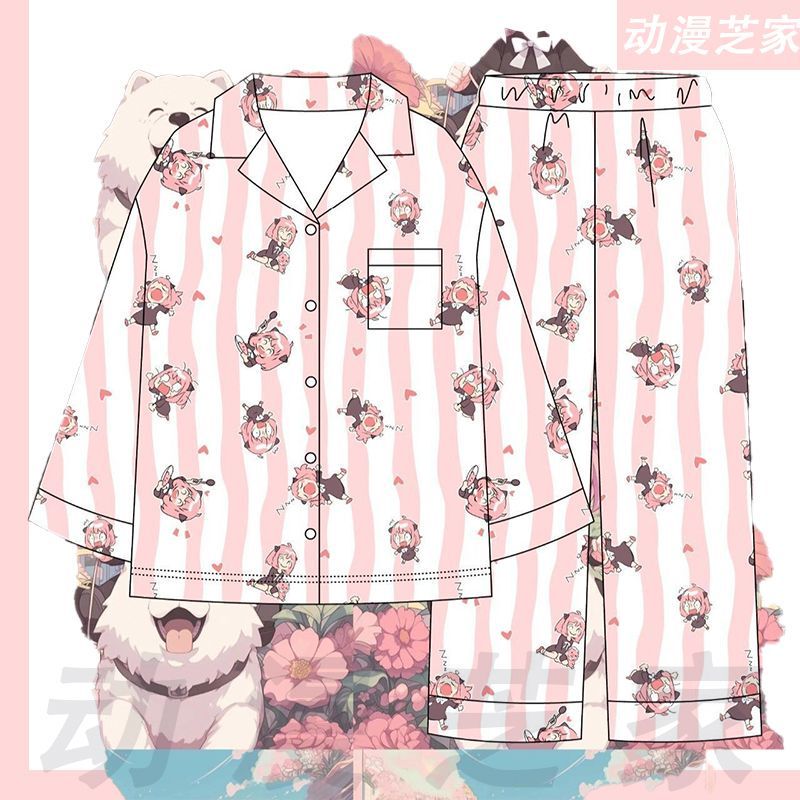 Spy X Family Anya Pajamas Spring and Autumn Long-Sleeve Cute Cartoon Japanese Style Ins-Style Anime Loungewear Spy X Family Anya Pajamas Spring and Autumn Long-Sleeve Cute Cartoon Japanese Style Ins-Style Anime Loungewear