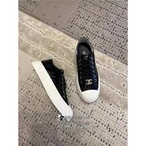 Fashion Trend Li Spring and Summer New Black Leather Strap Slab Color Shoes