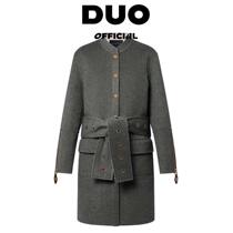 Fashion trend autumn collar winter long new style gray womens round straight coat jacket