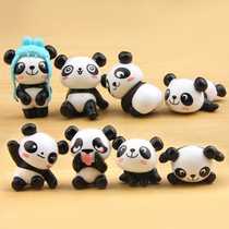 8 three-dimensional creative small cute plastic panda-shaped figures DIY micro-landscape landscaping doll ornaments