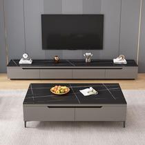 Coffee table slate TV cabinet modern simple light luxury living room household solid wood combination small apartment new TV cabinet