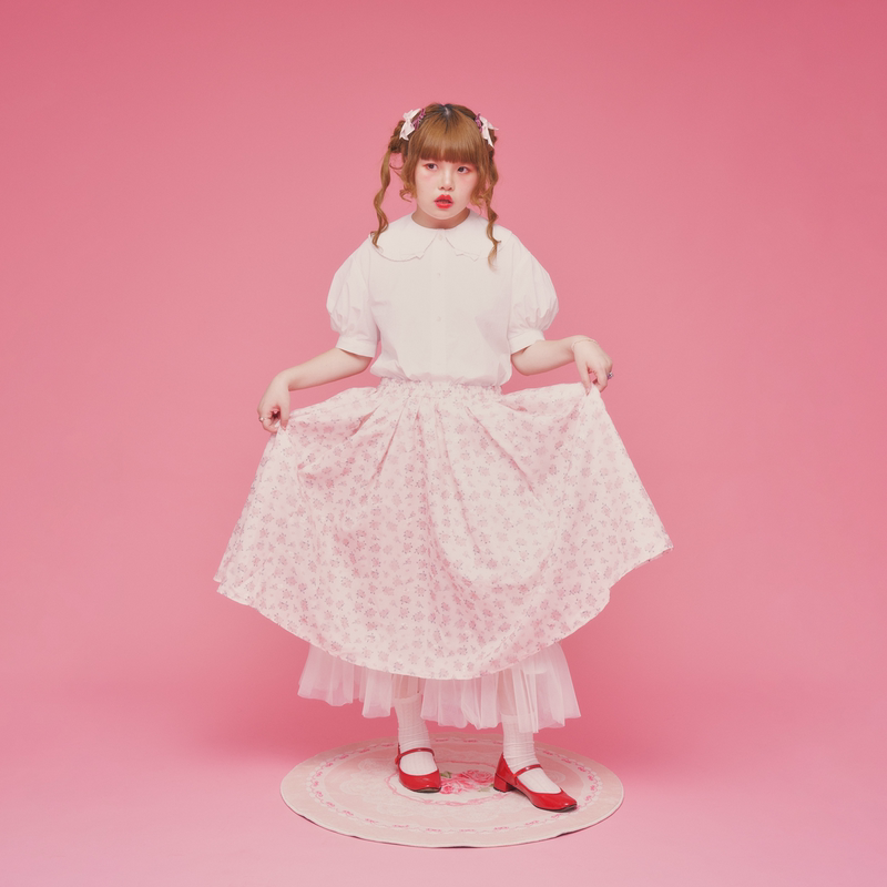 Unicutie Watercolor Rose Floral Mesh Skirt for Women