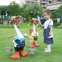 Outdoor cartoon kindergarten cute duck decoration creative courtyard garden simulation resin door head animal ornaments