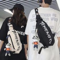 Trendy brand crossbody bag mens ins sports waist bag casual fashion shoulder bag female student personality small cross bag chest bag