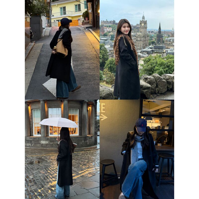Ypp Yang Panpan Black Cashmere Coat for Women, 100% Sheep Wool, Korean Style Lapel, Warm and Thick Woolen Coat Ypp Yang Panpan Black Cashmere Coat for Women, 100% Sheep Wool, Korean Style Lapel, Warm and Thick Woolen Coat