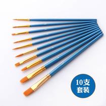 10-piece blue nylon hair hook line pen gouache watercolor oil paint brush set