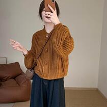 Lazy style candy color short sweater 2024 new autumn Korean style casual fashion versatile round neck top sweater