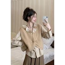 This years popular and beautiful autumn womens new knitted sweaters Korean sweet girl vest tops elegant lady tops and vests