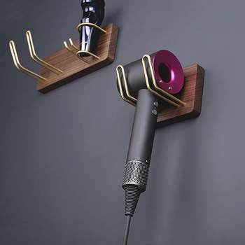 Solid wood hair dryer rack bathroom bathroom without punching storage bracket storage rack hair dryer rack