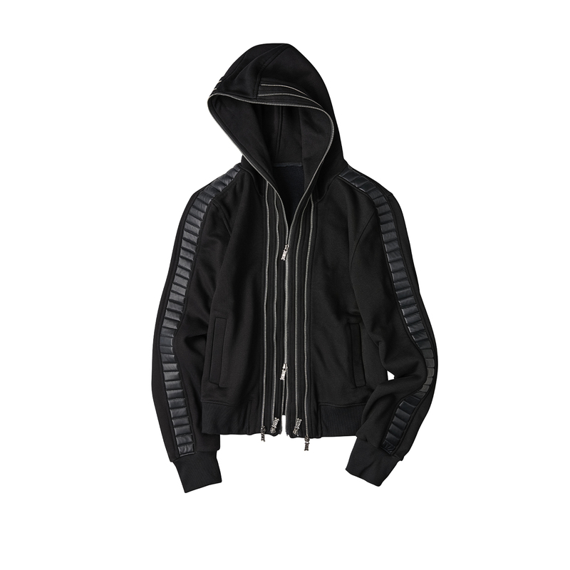 Lce* Out of Control Edge 26Aw Multi-Zipper Placket Sweatshirt Leather Stereo Quilted Cotton Hooded Sweatshirt