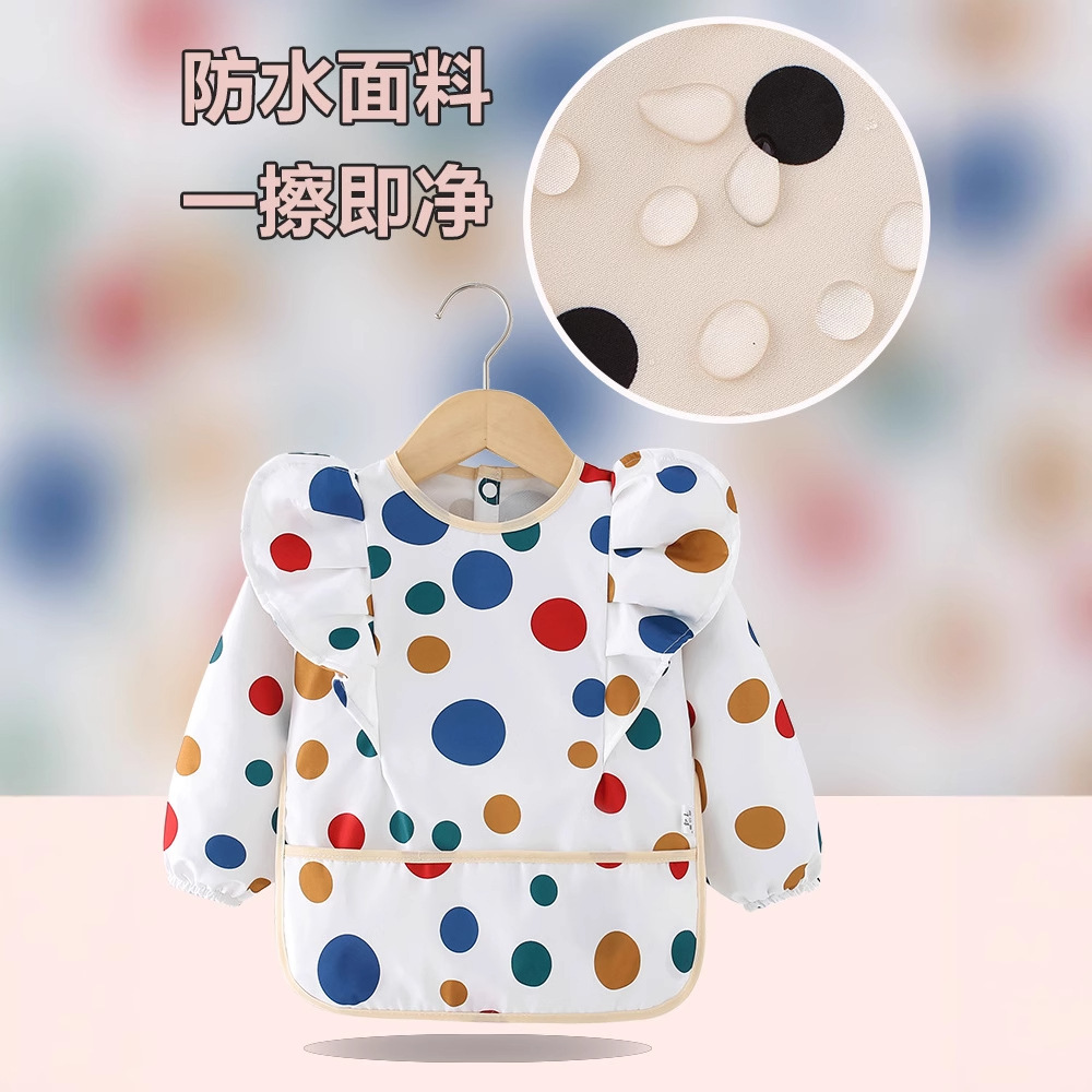 Baby smock, children's eating bib, waterproof, anti-dirty, spring and autumn thin, female food apron, princess skirt, reverse wear protective clothing