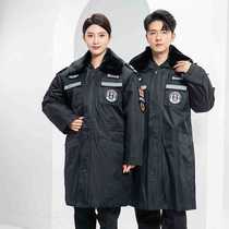 New security cotton coat reflective winter black thickened mid-length multi-functional cold-proof labor protection work clothes