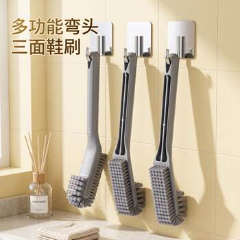 Multifunctional hard-bristled crevice cleaning brush with no dead ends