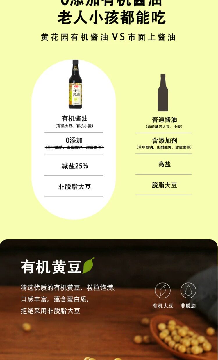 安享好物 安享A级生抽-黄花园180天 减盐 有机 酱油 国标 