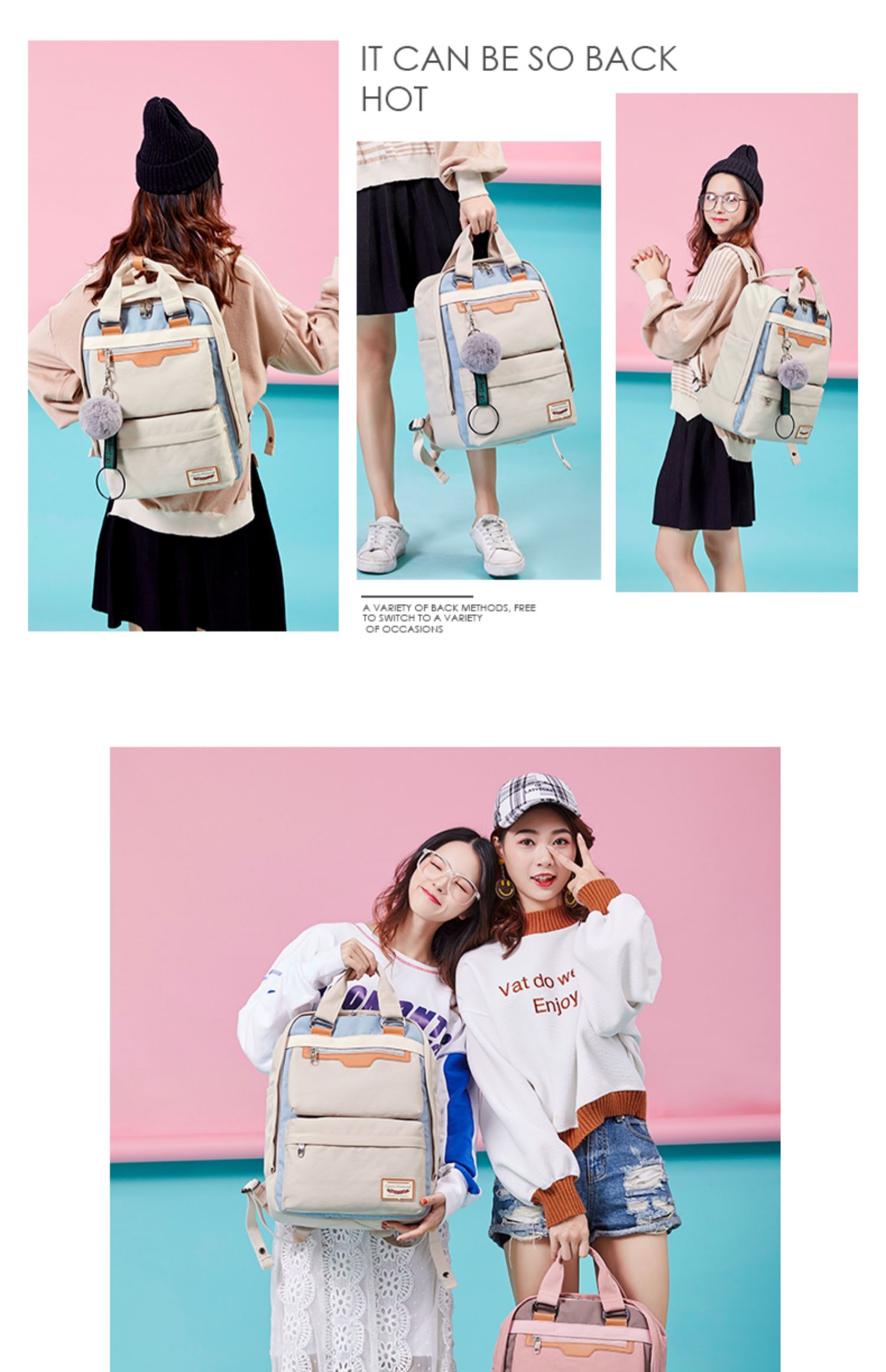 2019 donut túi đeo vai mới nữ phiên bản Hàn Quốc của xu hướng hoang dã ba lô học sinh trung học cơ sở học sinh trung học - Ba lô ba lo dep