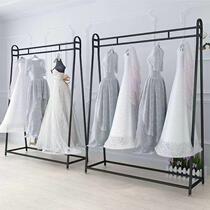 Black and gold wedding dress rack for bridal shop floor-standing double-pole simple simple clothes rack clothing display rack