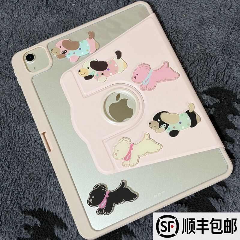 【Sf Express】Diy Pink Dachshund Dog Protective Case for Ipad12 New Model Apple Air8 11inch Rotating 12.9 Leather Case Mini7 Stand Pen Holder Ipadpro13 Inch 6 Tablet Case 10