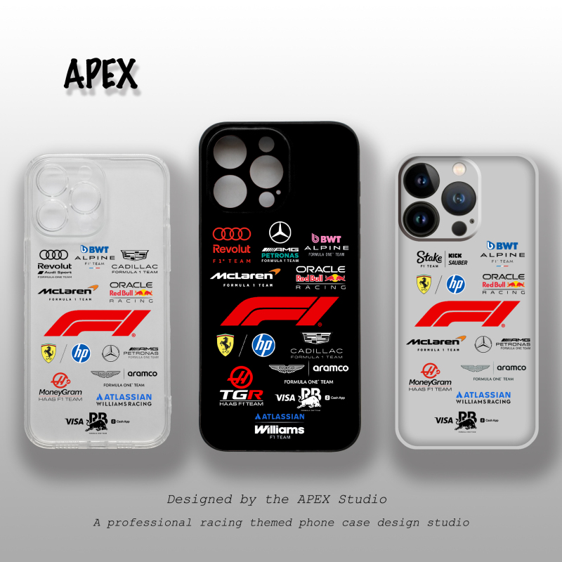 F1 Season 26 Season 25 Participating Teams Logo Collection Collage Merchandise iPhone Apple Realme Huawei Xiaomi Oppo One Plus Iqoo Glory Transparent Anti-Drop Phone Case