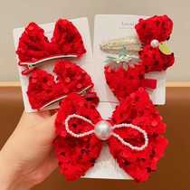 Crown hair clip for girls bow baby princess clip New Year hair clip red hair accessory little girl headdress