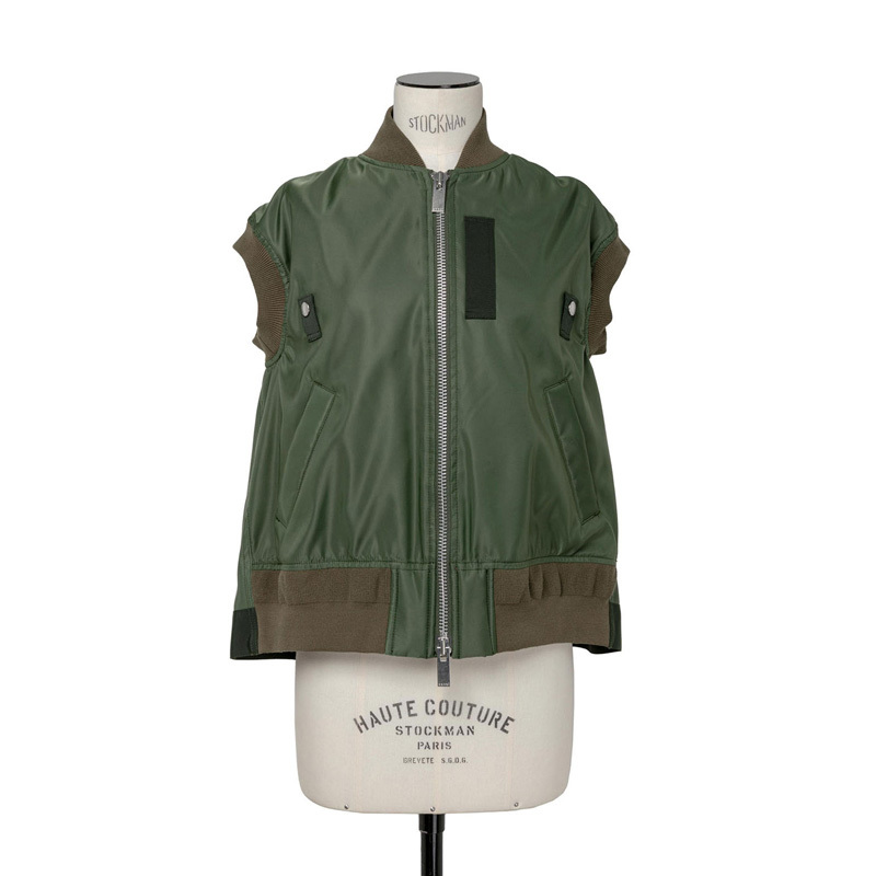 Sacai New Nylon Zipper Vest Casual Patchwork Stand Collar Vest Sacai New Nylon Zipper Vest Casual Patchwork Stand Collar Vest