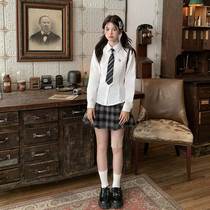 Tokyo Shiki JK shirt white uniform basic long-sleeved waisted college style slim top embroidered shirt