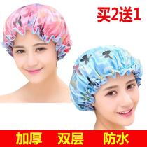 Double-layer shower cap for women waterproof shower headgear household adult shower cap hair cover kitchen fume-proof cap
