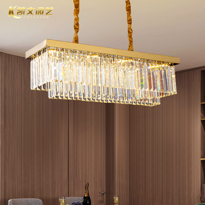 Rear Modern Crystal Lantern Dining Hall Chandelia Light Extravagant Rectangular Crystal Dining Hall Light Led Bar lamps minimalist atmosphere