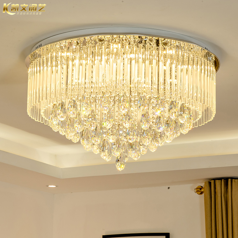 Crystal lamp round living room lamp LED ceiling lamp bedroom lamp dining room lamp modern simple crystal lamp living room atmosphere