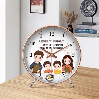 Clocks, Table Clocks, a Family of Three, Cartoon Style, Living Room, Warm Home, High-End Decoration, Cozy Display, Desk Clock, Tabletop Clock