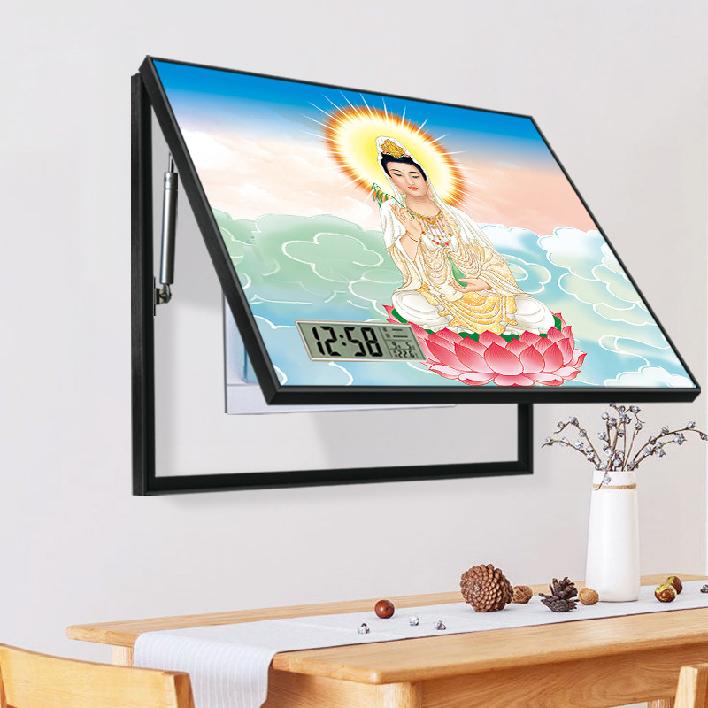 New Chinese-Style Decorative Painting with Clock and Meter Box Cover for Power Supply, Guanyin Switch Cover for Modern Distribution Box