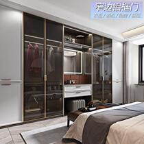 Minimalist glass door wardrobe sideboard aluminum alloy frame door wine cabinet bookcase cabinet cloakroom tempered glass door