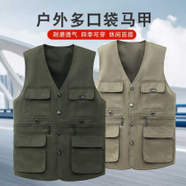 E-commerce hot model new 8-pocket outdoor spring and autumn casual vest for men middle-aged mens dad vest