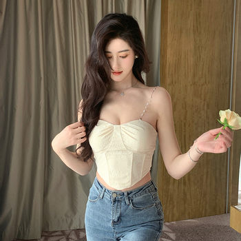 Hollin Sexy Lace Suspender Tube Top Women's Summer 2025 New Sexy Wearing Bra Outer Wear Slim Vest