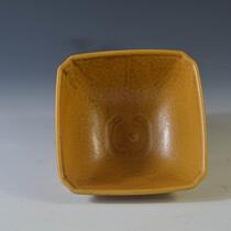 Antique porcelain retro Southern Song Dynasty style Jizhou kiln yellow glaze square small bowl plate antique collection
