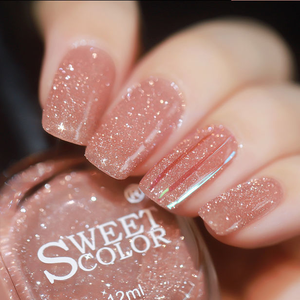 Sweetcolor Glitter Nail Polish with Sparkling Diamonds, No-Bake, Long-Lasting, Non-Toxic, Odorless, New Trendy Color, Waterproof