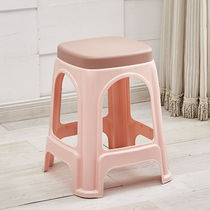 Thickened plastic stool household square stool high stool economical rubber stool chair cooked rubber dining table chair dormitory use