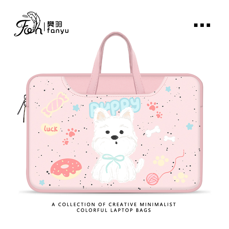 Fan Yu's Cute Little Dog West Highland Computer Bag, New Portable Model Suitable for Apple, Lenovo, Hp, Dell, Huawei 15.6inch 14.4inch Laptop, Tablet Storage Bag, Women's iPad Inner Case