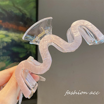 Extra large jelly color wavy transparent hairpin Korean Internet celebrity ponytail clip temperament hair accessories shark clip hairpin