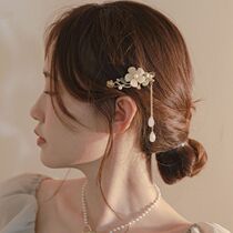 Magnolia flower hair accessories for women summer ancient style hairpins tassel hairpins broken hair side clips bangs clips Hanfu cheongsam accessories