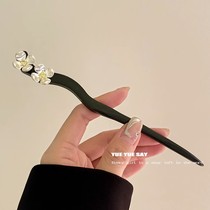New Chinese style hairpin fresh lily of the valley flower wooden hairpin womens hairpin retro tassel headdress national style daily hairpin