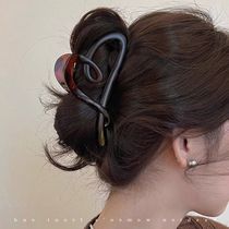 Temperament matte black love clip womens spring and summer back hair clip high-end 2024 new shark clip headwear